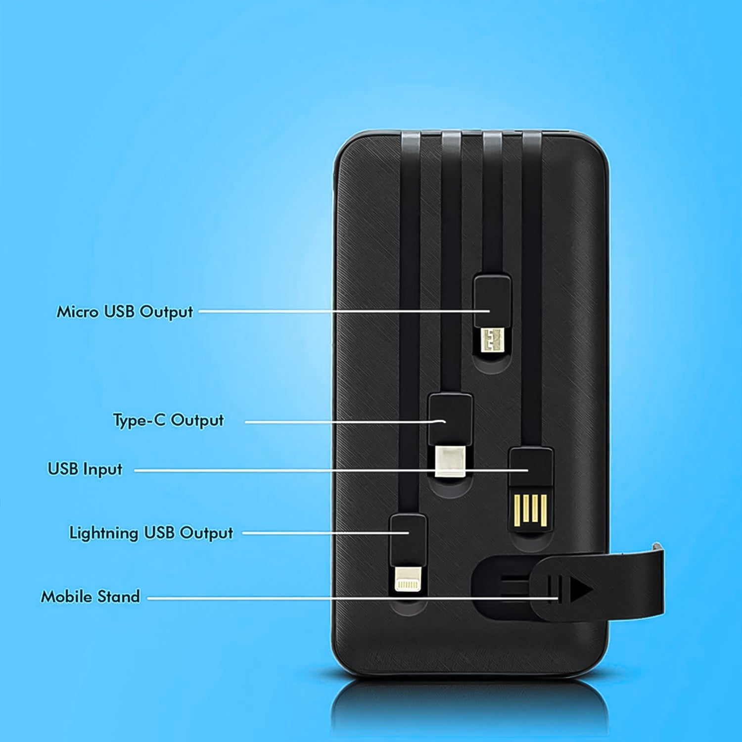 10000mAh, 12W Fast Charging Power Bank with built 4 in 1 USB with Mobile Holder (1 Pc) 10000mAh, 12W Fast Charging Power Bank with built 4 in 1 USB with Mobile Holder (1 Pc)